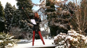 latex catsuit in the snow